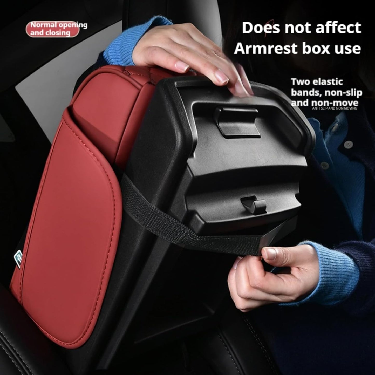 Center Console Cover Organizer, 5-In-1 Arm Rest Cover for Car with Cup Holder & Storage Pocket & Tissue Holder, Armrest Cover Cushion Pad, Grid, Rose-Tinted