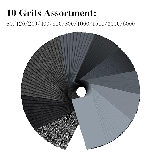 100PCS Wet Dry Sandpaper,80 to 5000 Assorted Grit Sand Paper Sheets for Wood Furniture Finishing,Metal Sanding and Automotive Polishing