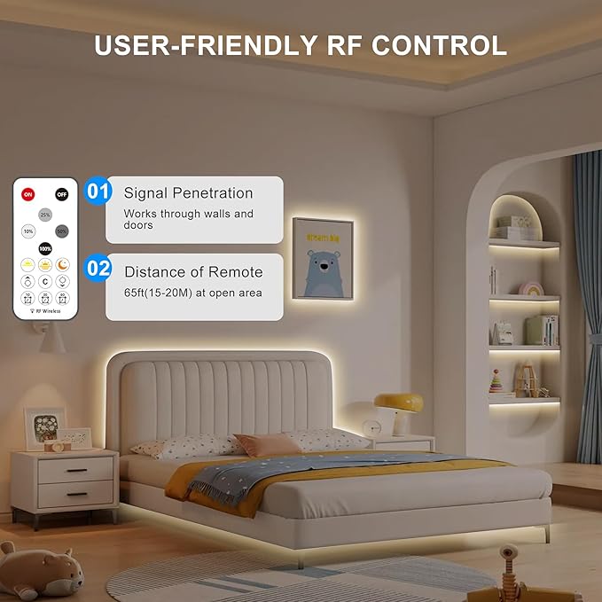 16.4ft COB LED Strip Light with Remote, 3000K Dimmable Bright Warm White Led COB Strip Light, White Continuous Led Strip Light for Mirror, Stair, Cabinet, Room