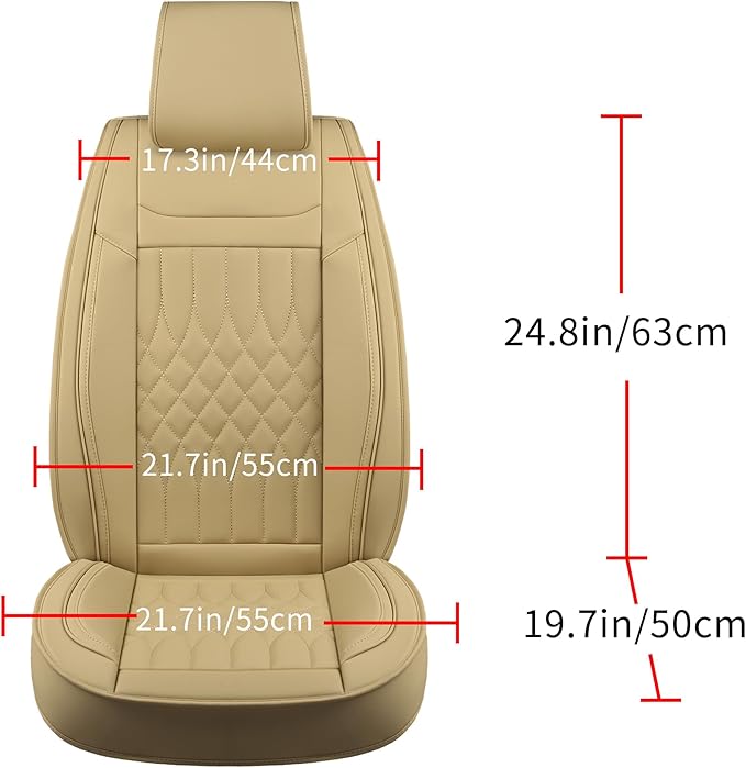 Car Seat Covers 5 Seats Full Set, Waterproof Napa Leather Automotive Seat Protector for Cars SUV Truck Sedan, Universal Anti-Slip Car Seat Cushion Interior Accessories, Beige