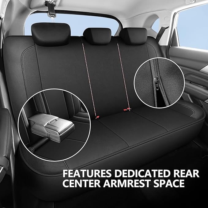 Neoprene EVA Waterproof Seat Covers, Premium Cloth Car seat Covers Full Set, Airbag Compatibable, Durable, Universal Automotive Comfort Protection for Most Cars,Trucks,SUVs(Black 816)