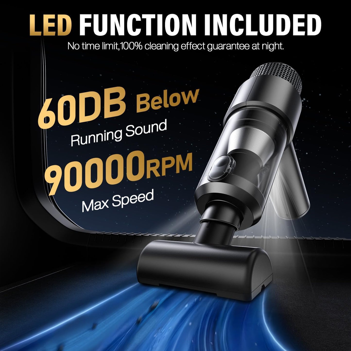 Handheld Car Vacuum Cleaner, 16000PA Car Vacuum Portable Cordless,4 in 1 Air Duster and Vacuum Cleaner with LED Light，Dual Filters, High Power Handheld Used for Home, Pet, Office