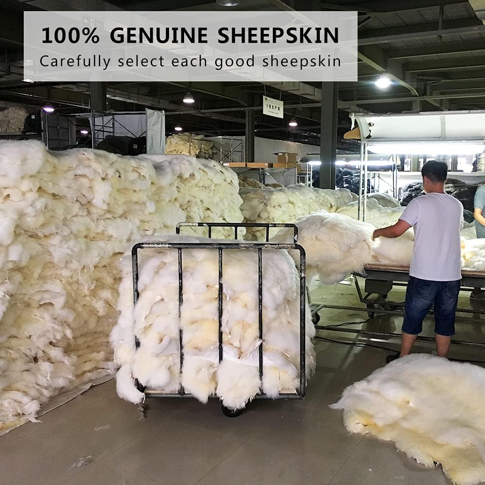 LLB Genuine Sheepskin Car Seat Cushion Seat Covers for Cars Truck SUV Comfort Seat Protector Pad for Car Driver Seat Car Accessories for Decor (Black, 2 Front Seat Cushions & Bench Seat Cushion-3 Pcs)