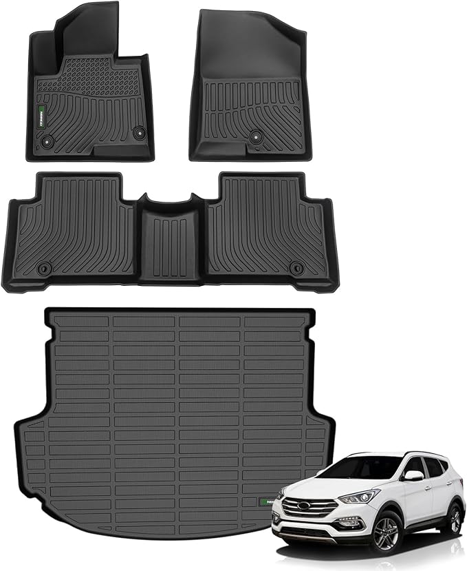 ANBINGO®Floor Mats Fit for Hyundai Santa Fe Sport 2013-2018 (Only 5 Seater) All Weather Car Mats Rug for Hyundai Santa Fe Sport TPE Rug Mat for Santa Fe Sport Rubber Trunk Liner for Santa Fe Sport