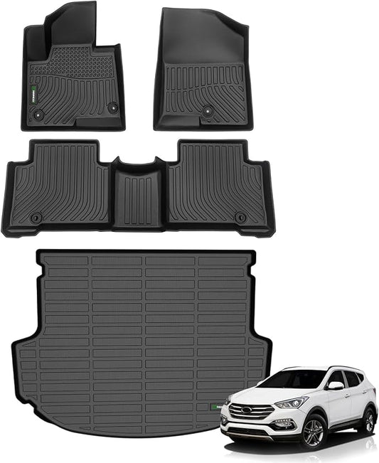 ANBINGO®Floor Mats Fit for Hyundai Santa Fe Sport 2013-2018 (Only 5 Seater) All Weather Car Mats Rug for Hyundai Santa Fe Sport TPE Rug Mat for Santa Fe Sport Rubber Trunk Liner for Santa Fe Sport