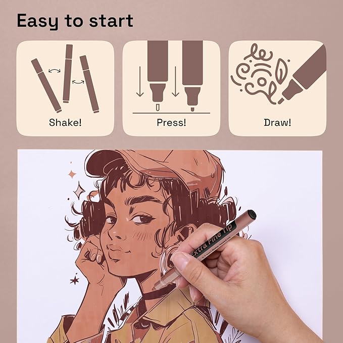 ARTISTRO 12 Skin Tones Paint Markers for Glass, Rock Painting, Ceramic, Wood, Fabric, Scrapbooking, DIY Craft Making, Coloring - Acrylic Paint Pens in Soft Pastel Colors Extra-Fine Tip 0.7mm