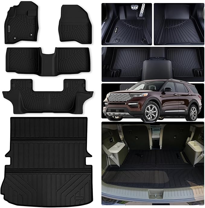 Floor Mats for 2015-2018 2019 Ford Explorer, Large Cargo Mat Covering The Backrest TPE All Weather Protection Custom for Ford Explorer Accessories