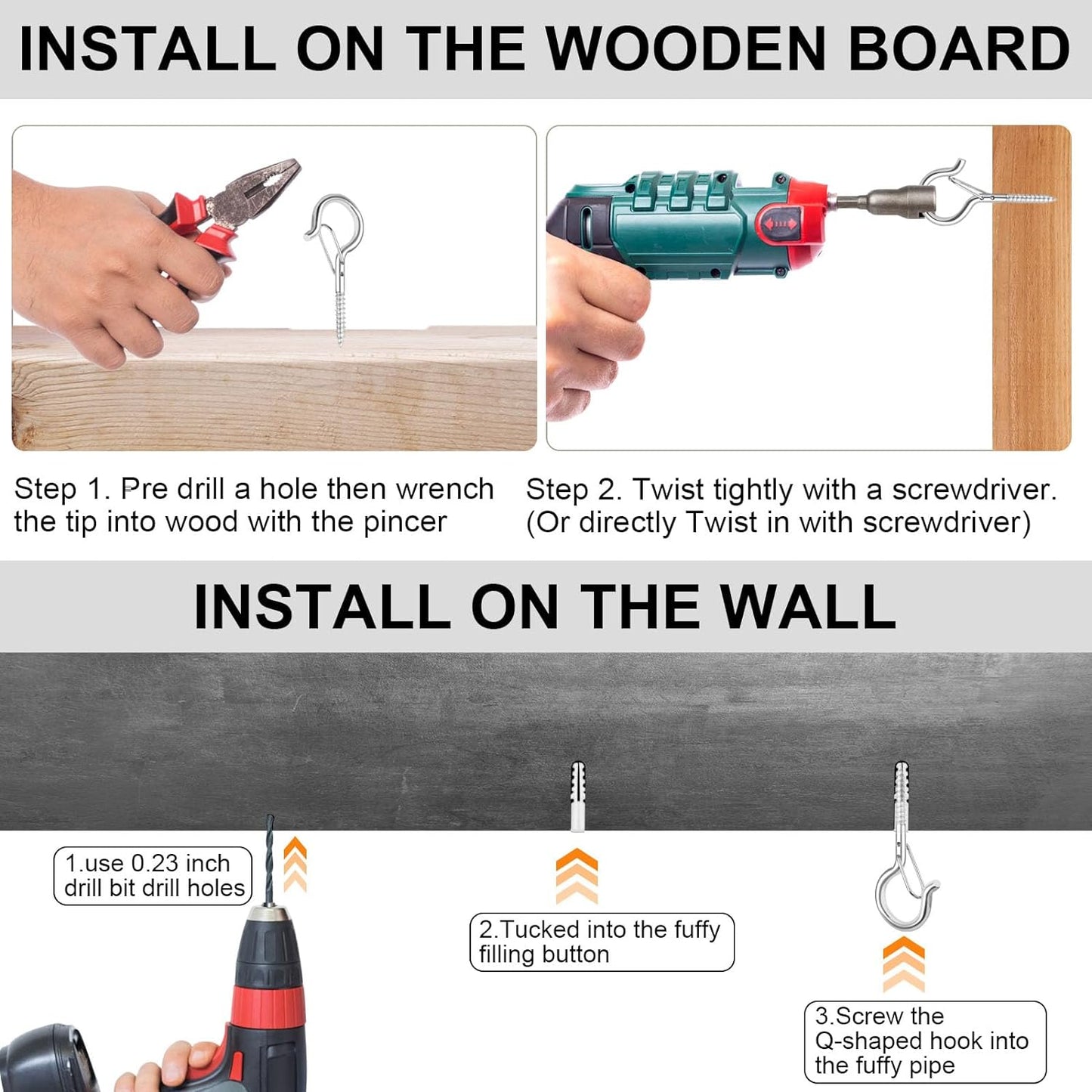 12 PCS Q-Hanger Hooks, Screw Hooks for Outdoor String Lights, Safety Buckle Design Cup Eye Hook for Hanging Christmas Lights, Plants, Wind Chimes, Mounted on Wall Ceiling, Windproof, Silver