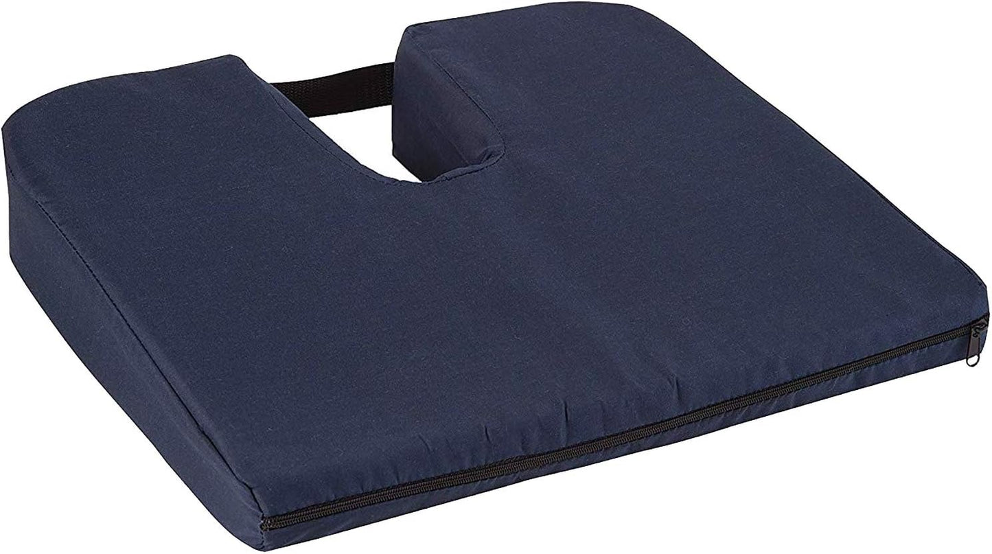 DMI Gradual Slope Seat Cushion for Coccyx, Sciatica and Tailbone Pain Used with Dining Room Chairs, Desk Chairs, Car Seats or Wheelchair Cushions, Machine Washable-Cover, 15 Inch, Navy (Pack of 2)