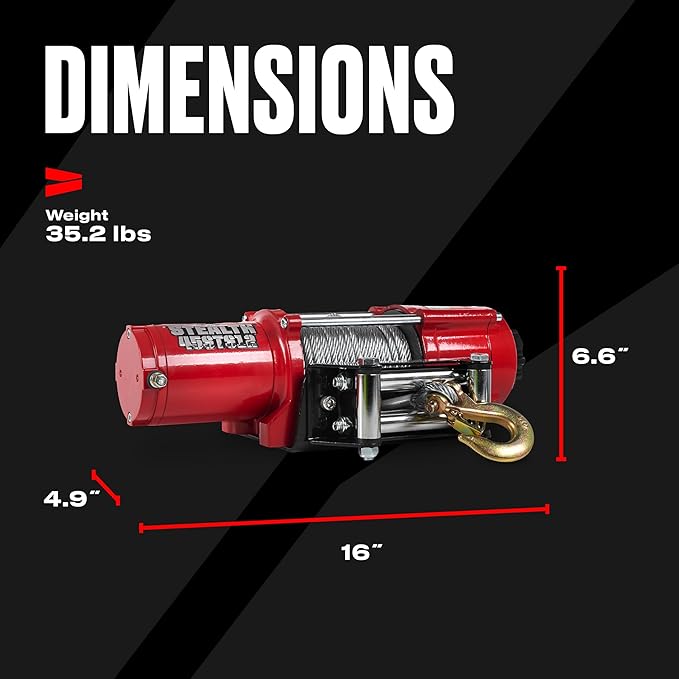 Stealth Winches 4500 lb 12V Electric Winch with Steel Rope & 2 Wireless Remote Kit for ATV UTV Jeep Truck Boat Trailer Car Towing Recovery, Heavy Duty Portable Off Road Winch with Mounting Plate