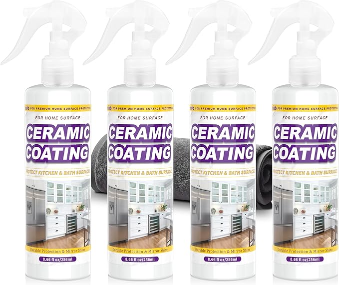 Ceramic Coating Spray for Kitchen Appliances & Stainless Steel – Fingerprint Resistant Cleaner & Sealer for Sinks, Fridges, Stoves – 34oz