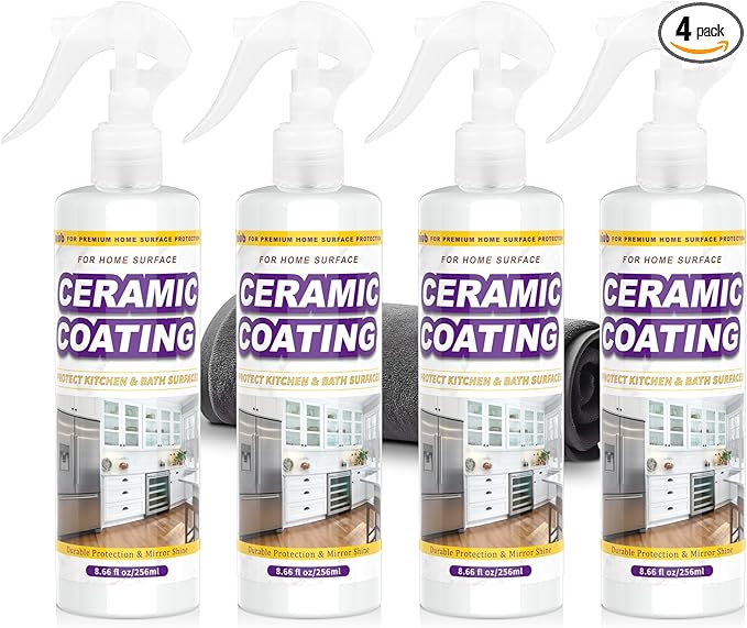 Ceramic Coating Spray for Kitchen Appliances & Stainless Steel – Fingerprint Resistant Cleaner & Sealer for Sinks, Fridges, Stoves – Easy Cleaning & Long-Lasting Multi-Surface Shine 34.64oz