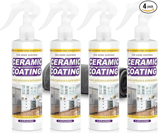 Ceramic Coating Spray for Kitchen Appliances & Stainless Steel – Fingerprint Resistant Cleaner & Sealer for Sinks, Fridges, Stoves – Easy Cleaning & Long-Lasting Multi-Surface Shine 34.64oz