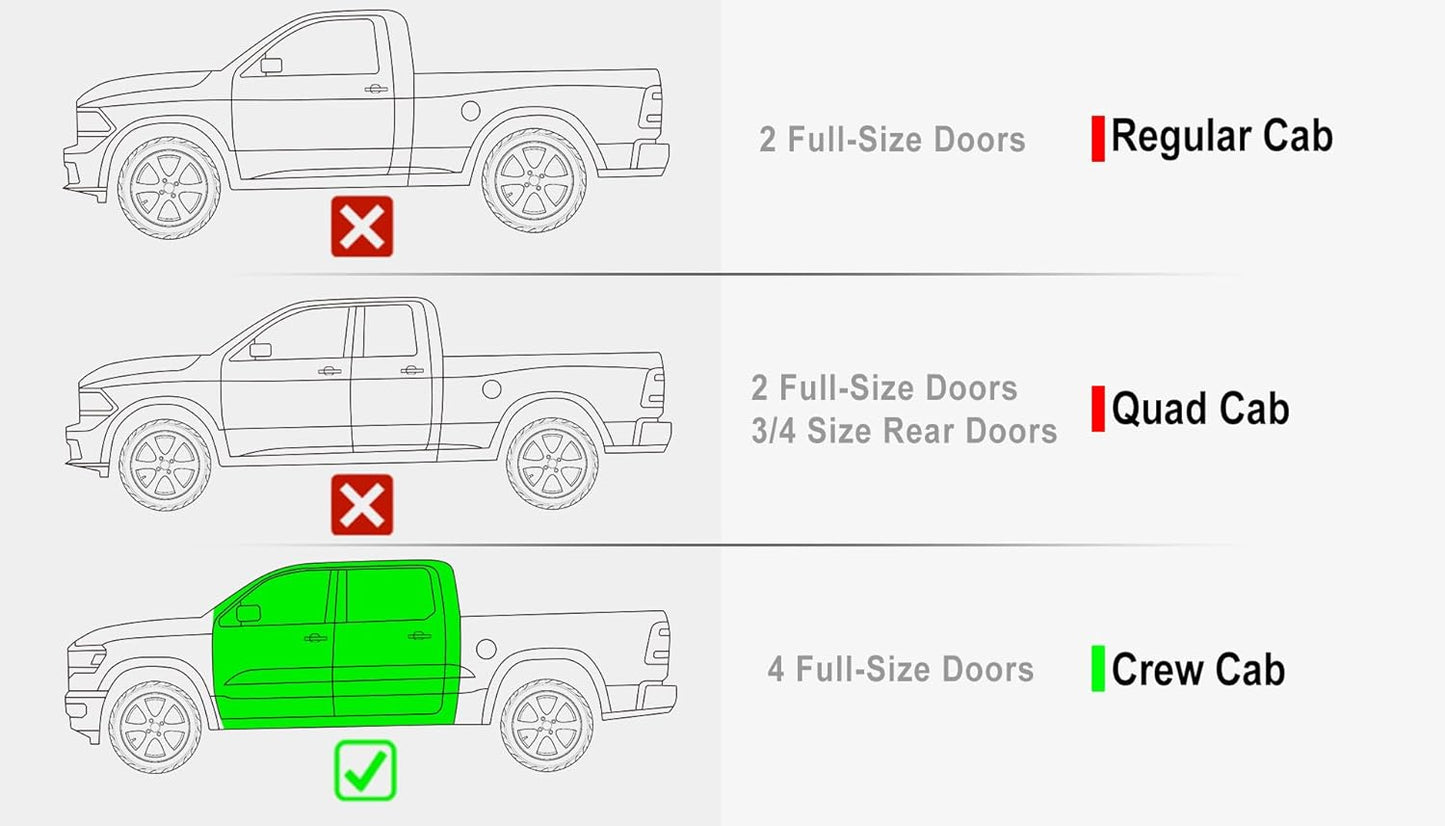 APS Running Boards 6in Black Compatible with Ram 1500 2009-2018 Crew Cab & Ram 2500 3500 2010-2024 Stainless Steel (Nerf Bars Side Steps Side Bars)