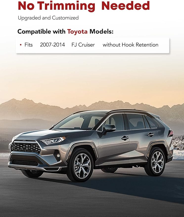 YHTAUTO Floor Mats Fit 2007-2014 Toyota FJ Cruiser(Without Hook Retention), TPE All Weather Car Mats Waterproof Anti-Slip Odorless Floor Liner, Interior Car Accessories Front & 2nd Row Liner