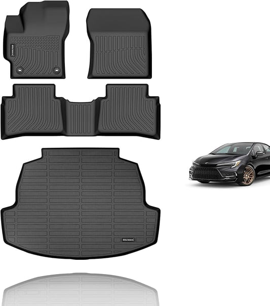 KELCSEECS Floor Mats & Cargo Liner for 2020 2021 2022 2023 2024 2025 2026 Corolla/Corolla Hybrid(Only Sedan) All Weather Car Mats Cargo Mat Trunk Mat Corolla Floor Mats Trunk Liner