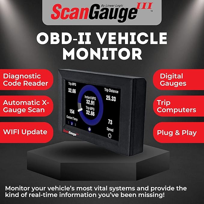 ScanGauge 3 All New Touch Screen OBD2 Code Reader, Digital Gauges & Trip Computer with WiFi Updates SG3