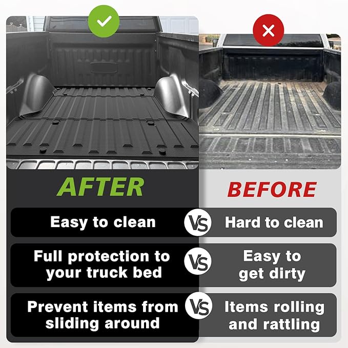 TripleAliners Truck Bed Mat Compatible with 2004-2014 Ford F150 Accessories 5.5FT Vehicle Perfectly Flush All Weather Protection TPE Heavy Duty Pickup Car Bed Cargo Mat