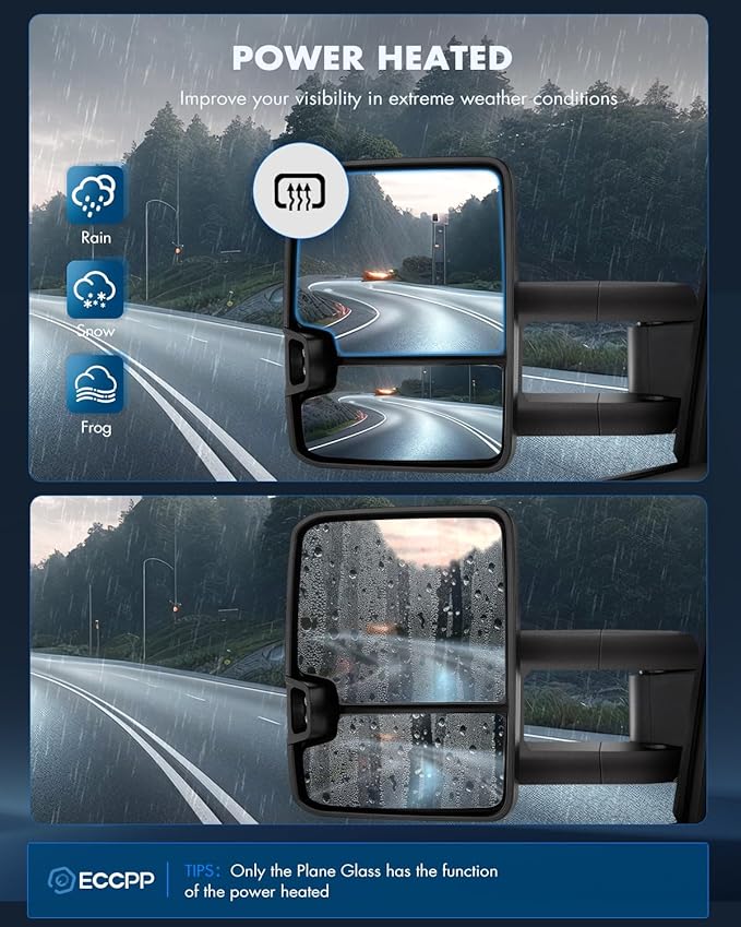 ECCPP Towing Mirrors Fit For 2014-2017 For Chevy Silverado For GMC Sierra 1500 2015-2017 For Chevy Silverado For GMC Sierra 2500/3500 HD Tow Mirrors Power Heated Led Signal Left & Right Side