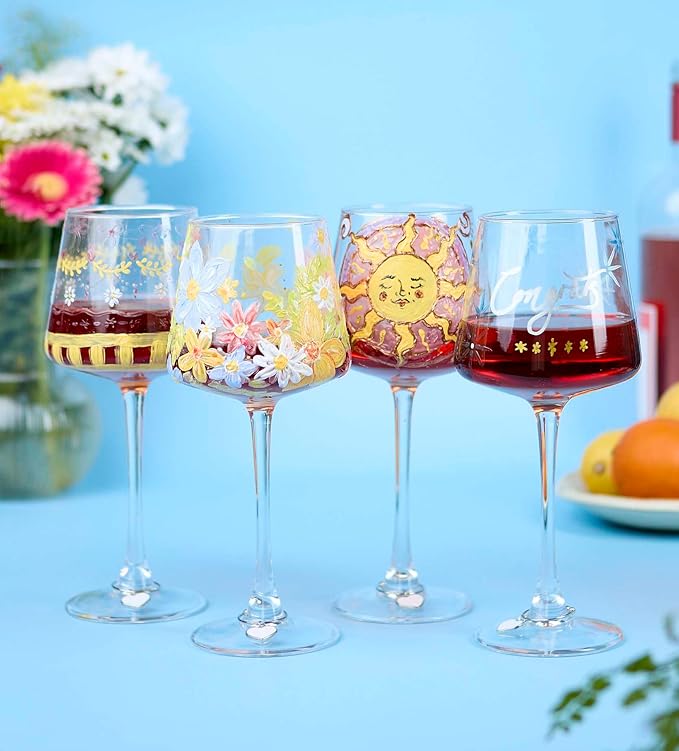 Pott’d Paintables Paint-a-Wine Glass Kit – DIY Glass Painting Kit for Adults with Wine Glasses, Enamel Paints, Brushes, Pens and Charms, Craft Kit for Adults, Perfect for Beginners