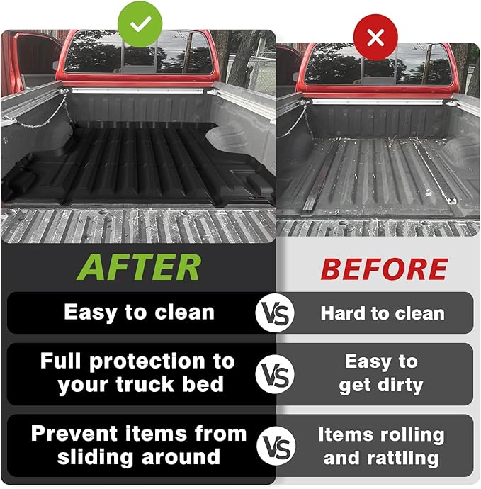 TripleAliners Truck Bed Mat Compatible with 2005-2021 Nissan Frontier Accessories 6FT Bed Vehicle Perfectly Flush All Weather Protection TPE Heavy Duty Pickup Cargo Mat
