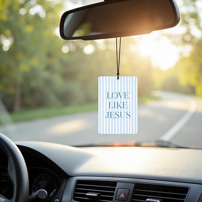 Blue Preppy Christian Car Air Freshener 4 Pcs, Coquette Blue Bow Inspirational Bible Verse Hanging Air Freshener for Cars Closet Drawer Books, Christian Girly Car Accessories for Women