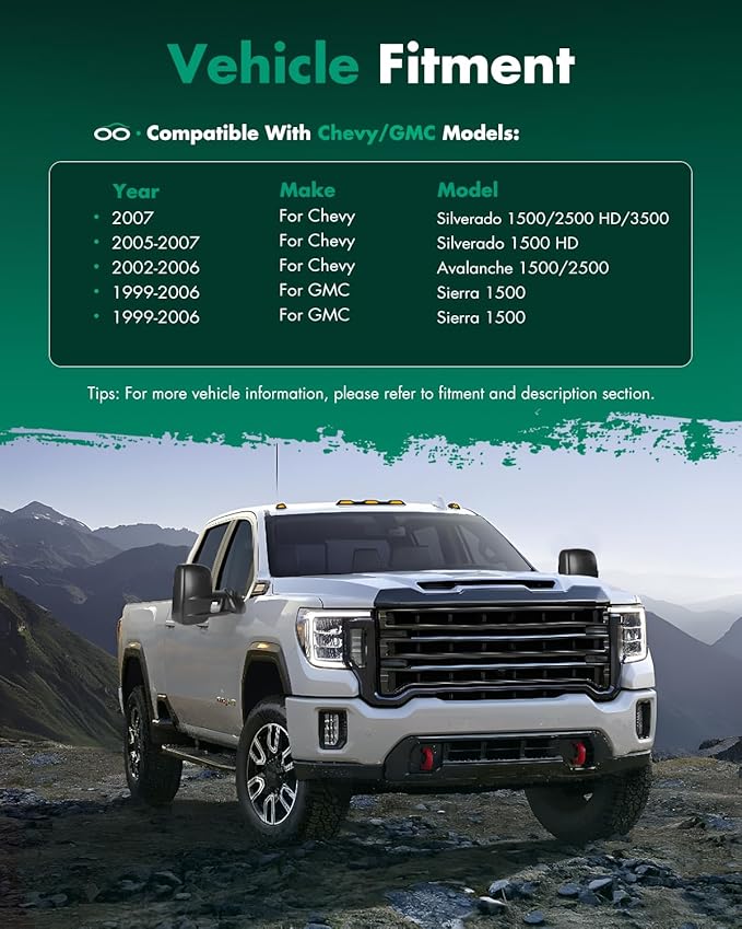 SCITOO Towing Mirrors for 2003-2007 Chevy GMC f-20250618 variations (1999-2007 Chevy/GMC Black - Manual Adjusted No Heated)