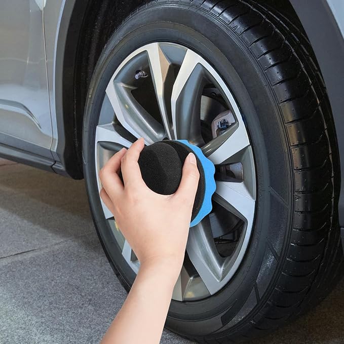 2 Pack Large Tire Shine Applicator Pad, Tire Hex Grip Applicator, Reusable Car Cleaning Supplies After Car Wash