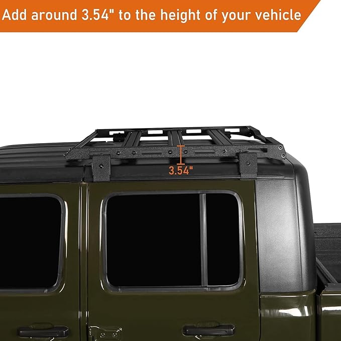 Hooke Road Gladiator JT Roof Rack Off-Road Cargo Management Storage Rooftop Luggage Carrier Cargo Basket for 2020 2021 2022 2023 2024 2025 Jeep Gladiator JT Hardtop Only