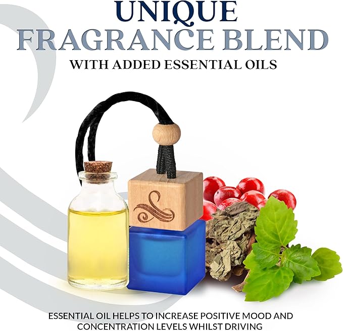 Solvère Car Air Freshener for Men | Perfume Style Freshener with Solvère Fragrance | Strong Freshener with Odour Eliminating Technology with Vent Clip | Car Air Freshener by Perfa