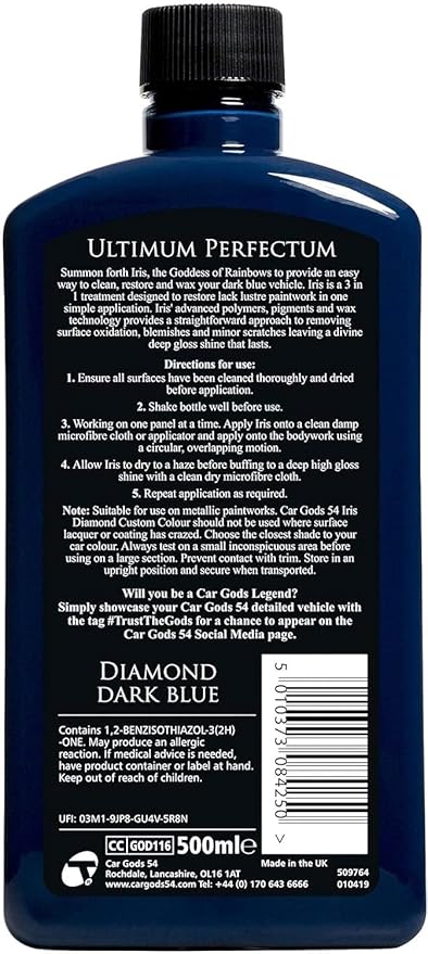 Car Gods Diamond Custom Color Dark Blue 17 fl oz – 3-in-1 Polish to Restore Faded Dark Blue Paintwork
