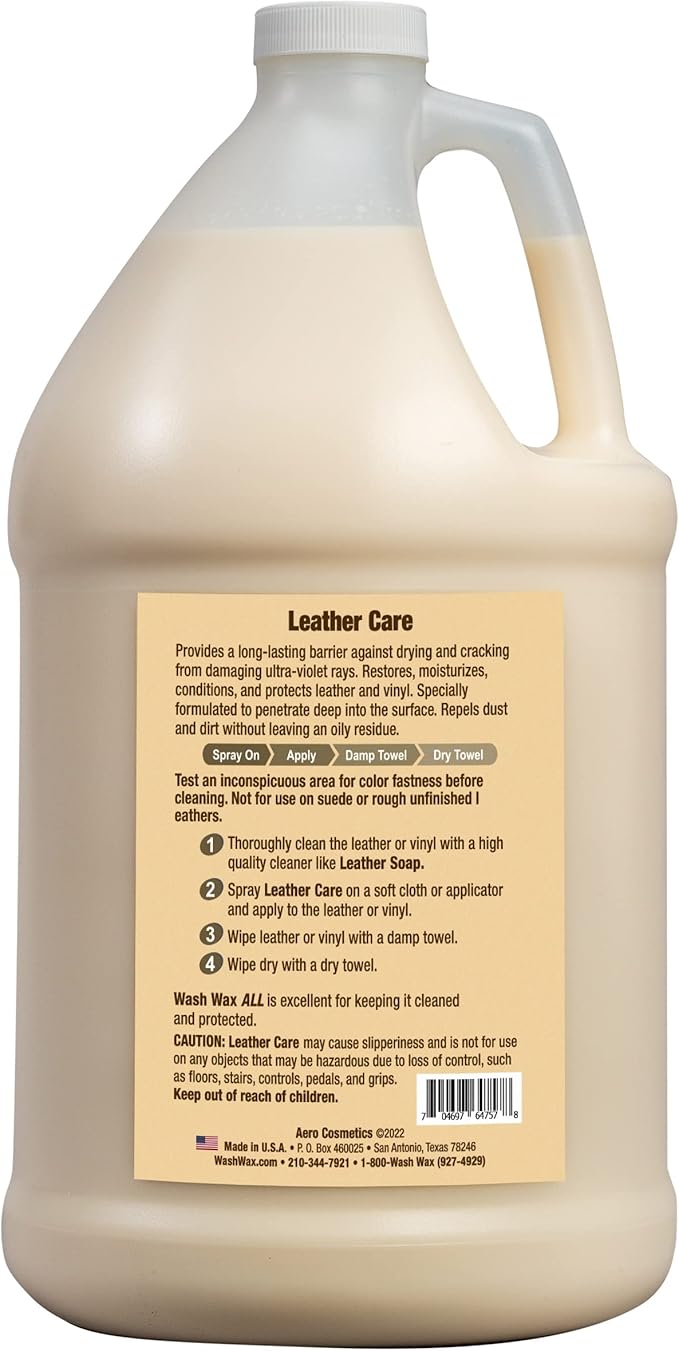 Leather Care Conditioner UV Protectant Aircraft Grade Leather Care better than automotive products 1 Gallon