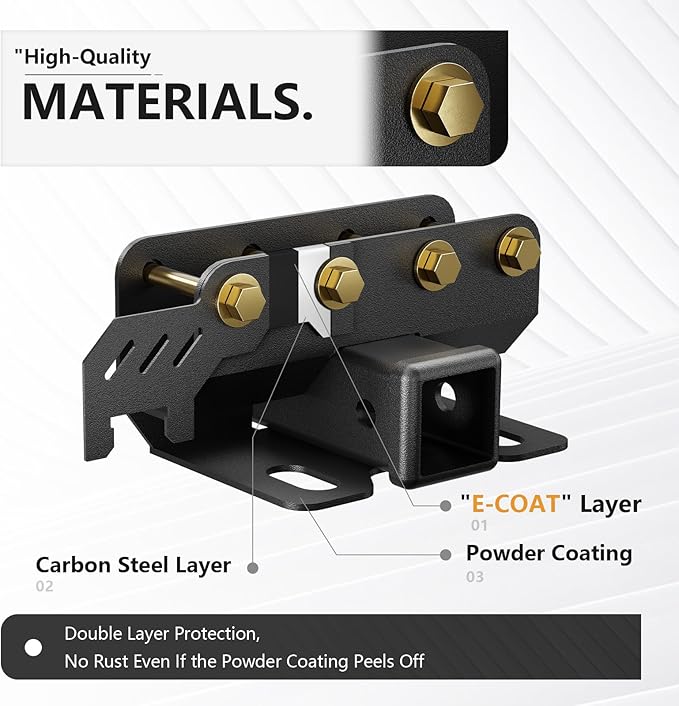 for Bronco Towing Hitch Receiver with Cover Accessories Compatible with 2021 2022 2023 2024 Ford Bronco 2/4 Doors, Rear Bumper Trailer Hitch Kit 2 Inch Tow Hook Combo (Excluding Bronco Sport)