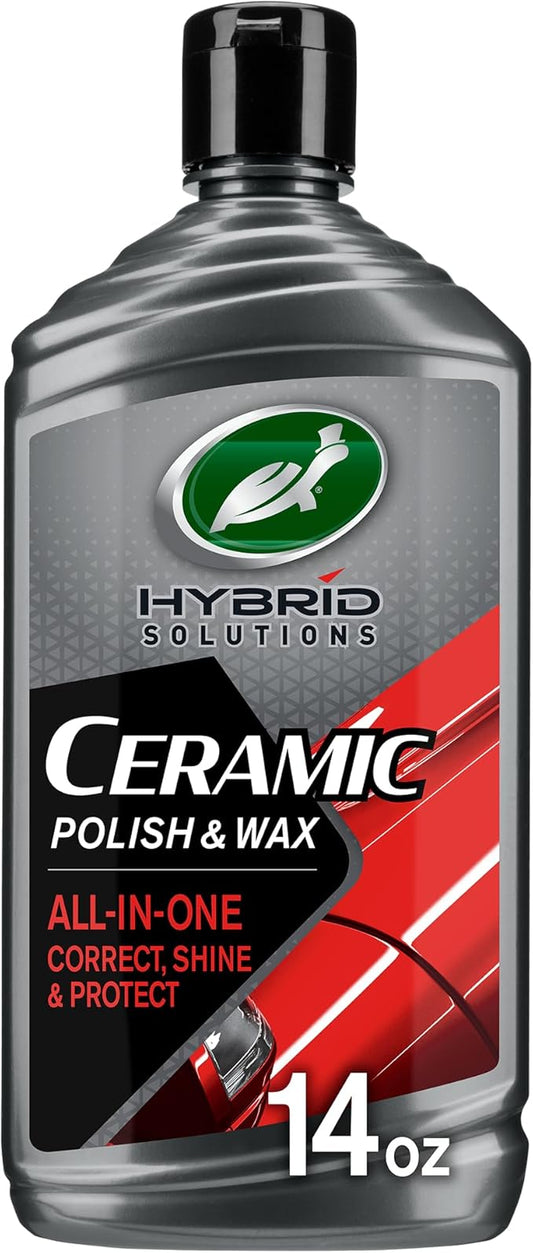 Turtle Wax 53412 Hybrid Solutions Ceramic Polish and Wax, Removes Car Scratches and Swirl Marks, Provides Water Repellency, Protection, and Shine, Hand or Machine Application, 14 oz. (Pack of 1)