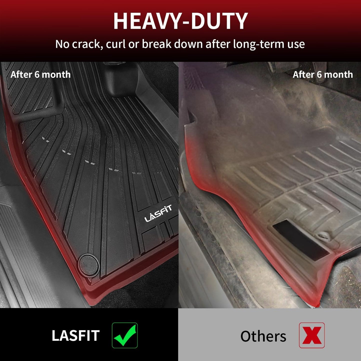 LASFIT Floor Mats & Cargo Mats for Volkswagen ID.4 2025 2024 2023 2022 2021, All Weather TPE Custom Fit Floor Liners for VW ID.4 1st & 2nd Row Car Mats & Trunk Mats, Black