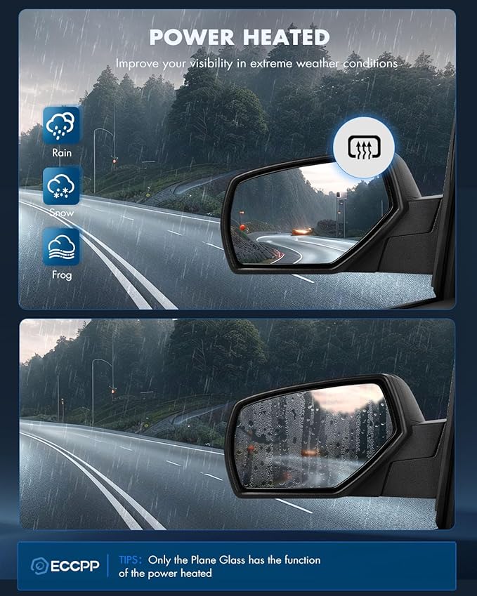 ECCPP Towing Mirrors Fit For 2014-2018 For Chevrolet Silverado 2014-2018 For GMC Sierra With Left Right Side With Power Heated Turn Signal light Puddle light Power Folding Black Texture