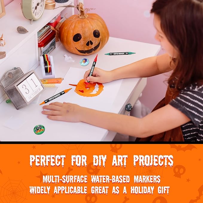 72 Colors Acrylic Paint Markers, Dual Tip with Fine Tip and Brush Tip Pens for Stone, Wood, Calligraphy, Canvas, Ceramic, Metal, Glass, Rock Painting, DIY Crafts