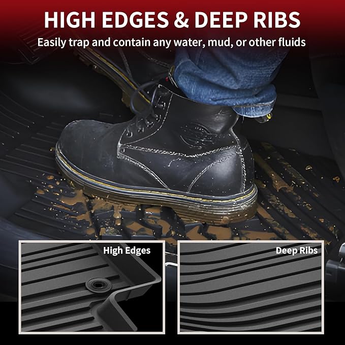 LASFIT Floor Mats for Toyota Grand Highlander 2024 2025 2026 (Include Hybrid) & for Lexus TX350 2024-2026, Custom Fit TPE All Weather Floor Liners 1st & 2nd & 3rd Row Car Mats Accessories, Black