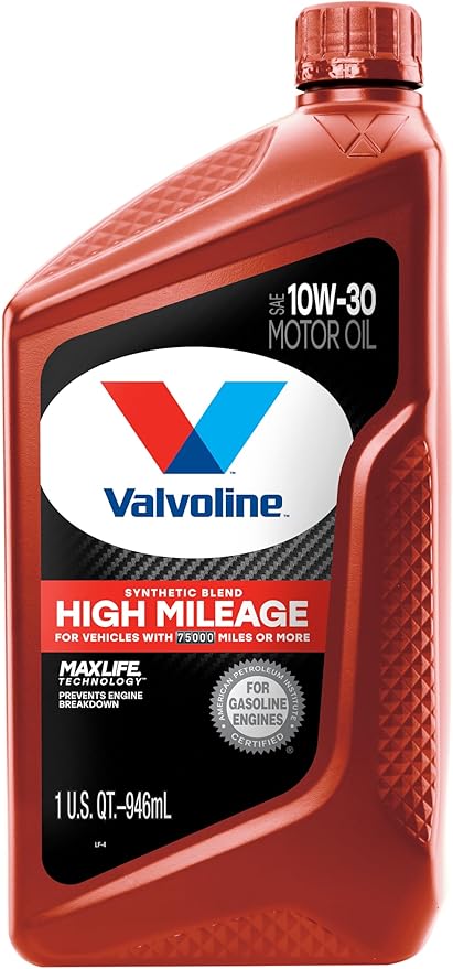 Valvoline High Mileage with MaxLife Technology 10W-30 Synthetic Blend Motor Oil 1 Quart (Pack of 6)