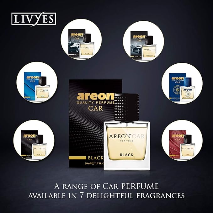 AREON MCP07 Car Perfume 1.7 Fl Oz. (50ml) Glass Bottle Car Air Freshener Spray, Verano Azul (Seashore Freshness)