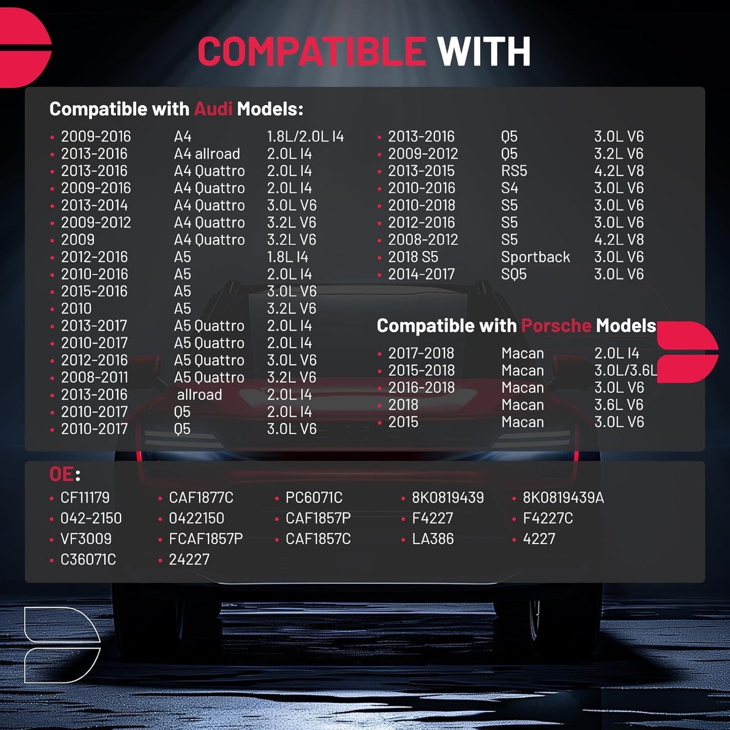 BDFHYK CF11179 Cabin Air Filter with Activated Carbon Compatible with Audi A4, A4 allroad, A4 Quattro, A5, A5 Quattro, allroad, Q5, RS5, S4, S5, S5 Sportback, SQ5, Compatible with Porsche 15-18 Macan