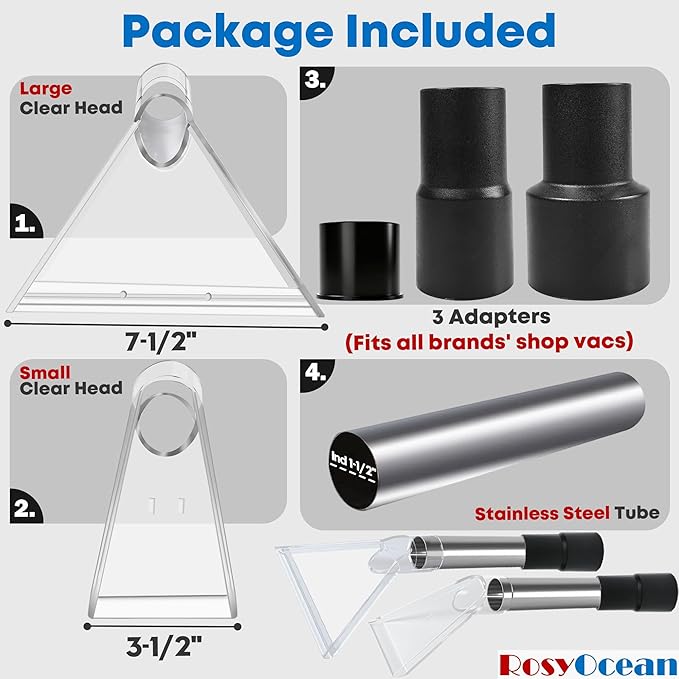 Universal Compatible with All Shop Vacs Extractor Attachment with 2-1/2" & 1-7/8" & 1-1/4" Three Adapters Vacuum Head Extraction Accessory for Upholstery & Carpet Cleaning & Auto Detailing