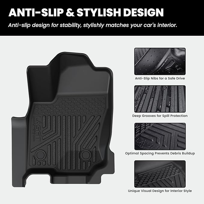 LASFIT Floor Mats for Toyota 4Runner 2025 2026 5 Seats(Not for Hybrid), All Weather TPE Custom Fit Floor Liner for 4Runner SR5/TRD/Limited 6th gen Front&Rear 4 Runner 2025-2026 Car Mats, Black