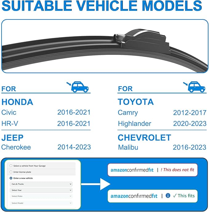 CJPPPZIW® Windshield Wipers-26 Inch+18 Inch Replacement for 2016 2017 2018 2019 2020 2021 Honda Civic Wiper Blades for My Car,Quality Front Windshield Wiper Blades(Set of 2)