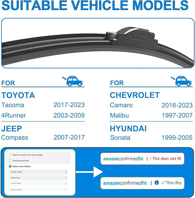 CJPPPZIW® Windshield Wipers-22 Inch+20 Inch Replacement for 2017 2018 2019 2020 2021 2022 2023 Toyota Tacoma Wiper Blades for My Car,Quality Front Windshield Wiper Blades(Set of 2)