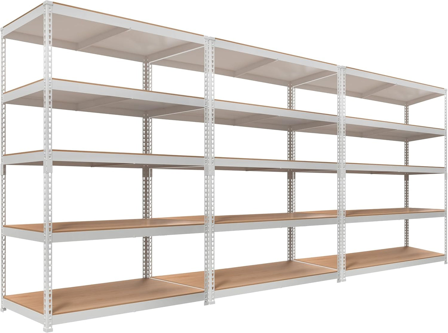 HOMEDANT White 5 Tier Laminated Boltless Heavy Duty Garage Storage Adjustable Wide Size Metal Shelving Unit Utility Rack Shelves Organization Shelf Shed Warehouse 47.7" W x 24.1" D x 71.3" H 3Pack