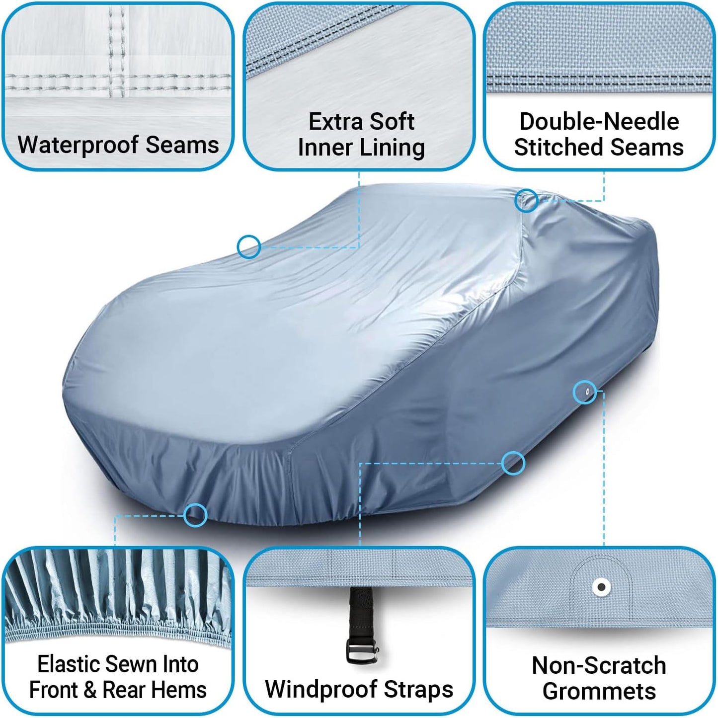 iCarCover Premium Car Cover for 1977-1981 Pontiac Catalina Heavy Duty Waterproof All-Weather Automobiles Custom Fit Indoor Outdoor UV Snow Protection Covers with Straps and Bag