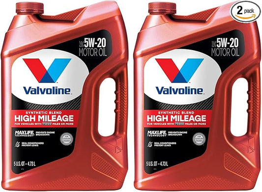 Valvoline Motor Oil, 5W-20, 5 QT | High Mileage | Synthetic Blend | MaxLife Technology | Pack of 2