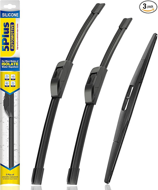 5 PLUS® Silicone Windshield Wipers Replacement for 2023-2024 Honda Pilot Wiper Blades(Set of 3),Automotive Replacement Windshield Wiper Blades For My Car-26"/22"/14"