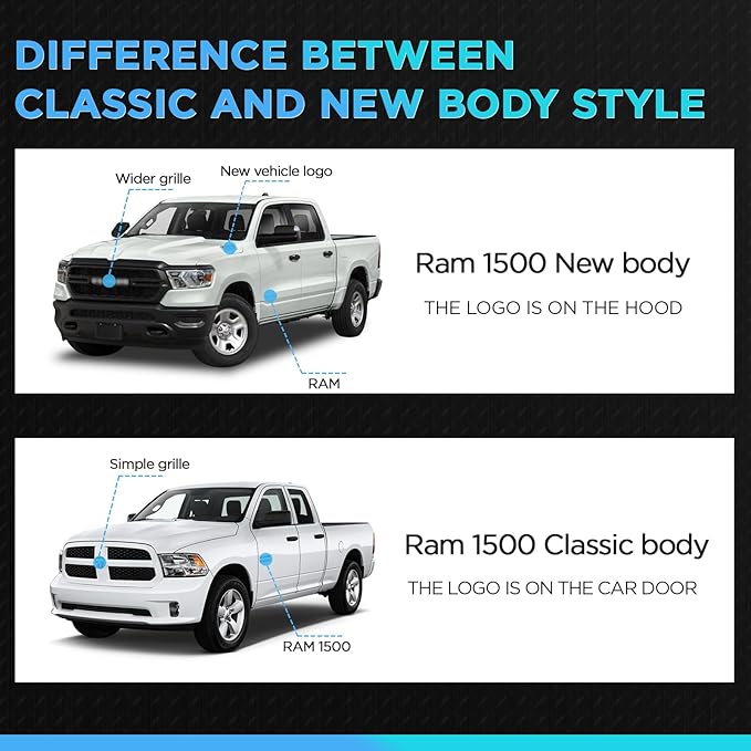 PZ Running Boards Side Steps Compatible with 09-18 Dodge Ram 1500 Crew Cab(Incl 19-24 Classic),10-24 RAM 2500 3500,Bolt-on Nerf Bar Step Bars,Two Stairs Textured Powder Coated